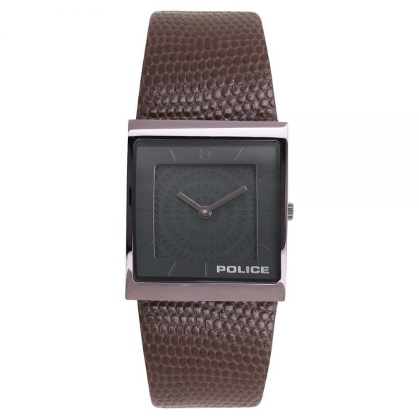 Police Black Dial Brown Leather Strap Watch