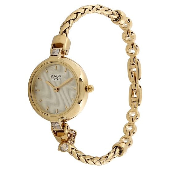 TITAN Raga Espana Champagne Metal Strap Watch GHADIWALE