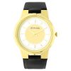 SONATA Silver Dial Black Leather Strap Watch