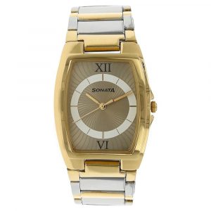 SONATA Champagne Dial Two Toned Metal Strap Watch