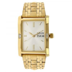 SONATA Silver Dial Golden Stainless Steel Strap Watch