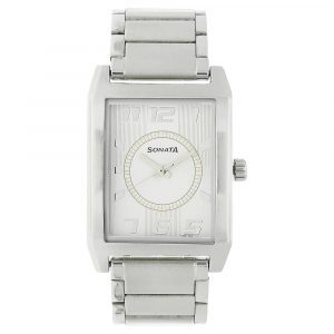 SONATA White Dial Metal Strap Watch