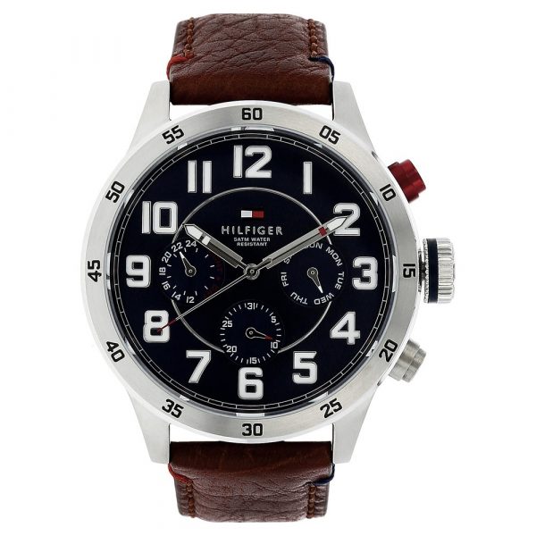 Tommy Hilfiger Blue Dial Brown Leather Strap Watch