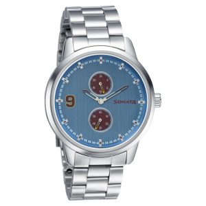 SONATA Versatyle Light Blue Dial Metal Strap Watch