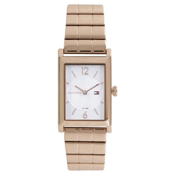 Tommy Hilfiger Silver Dial Rose Gold Stainless Steel Strap Watch