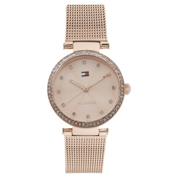 Tommy Hilfiger Rose Gold Dial Silver Stainless Steel Strap Watch