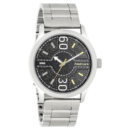 FASTRACK ROAD TRIP BLACK DIAL STAINLESS STEEL STRAP WATCH GHADIWALE