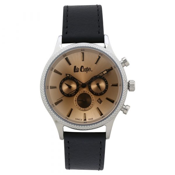 Lee Cooper Silver Dial Leather Strap Watch