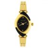 Sonata Black Dial Golden Stainless Steel Strap Watch